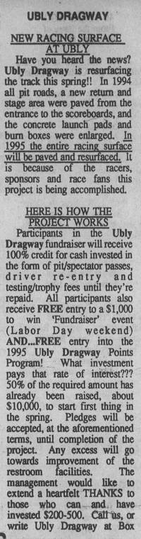 Ubly Dragway - Ad On Resurfacing 1994 (newer photo)